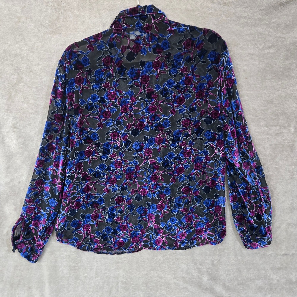 Simply Styled Floral Velvet Burnout Blouse Womens XL Sheer Whimsigoth Layering - Picture 2 of 9